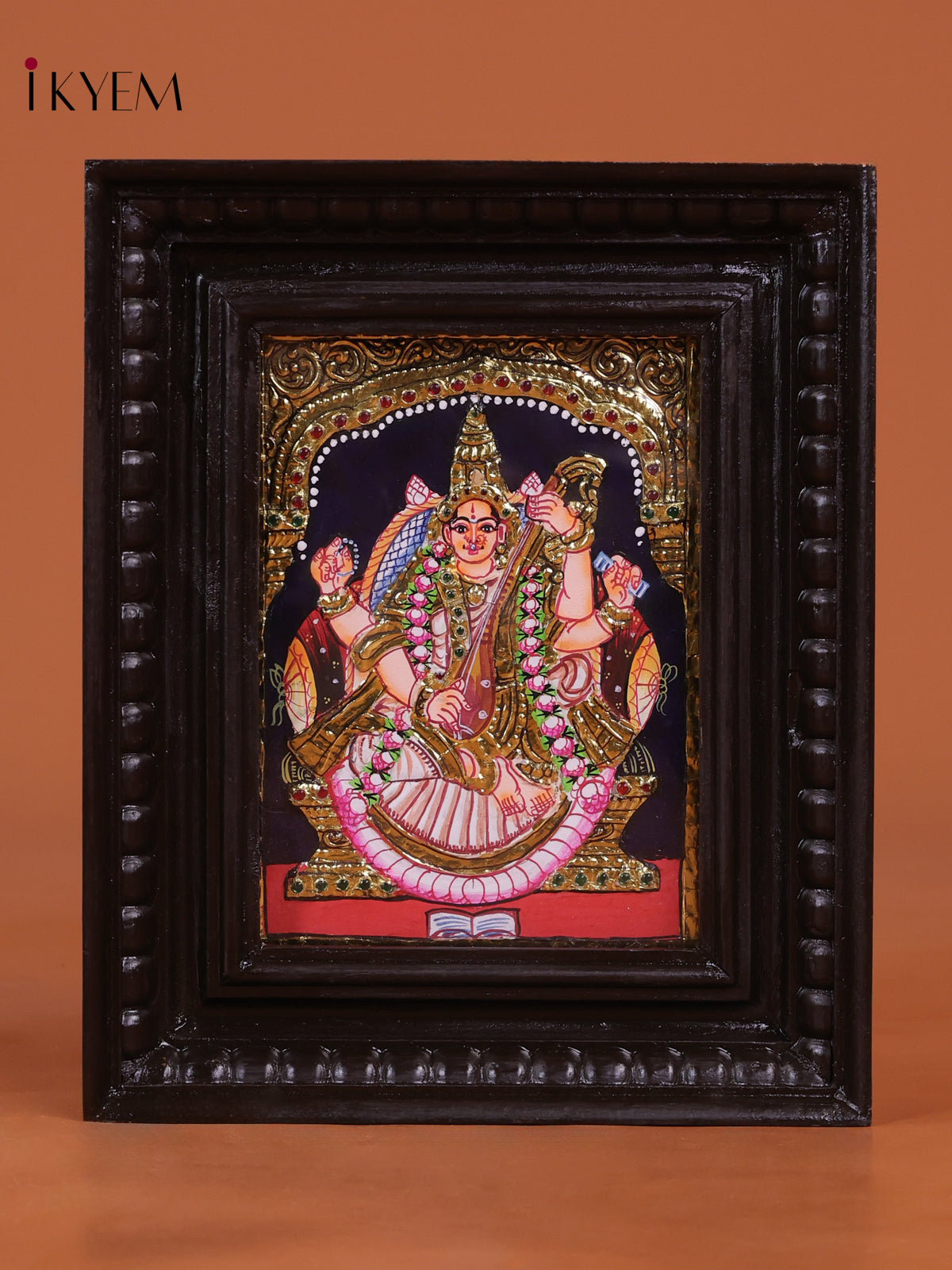 Elegant Goddess Saraswati Thanjavur Painting