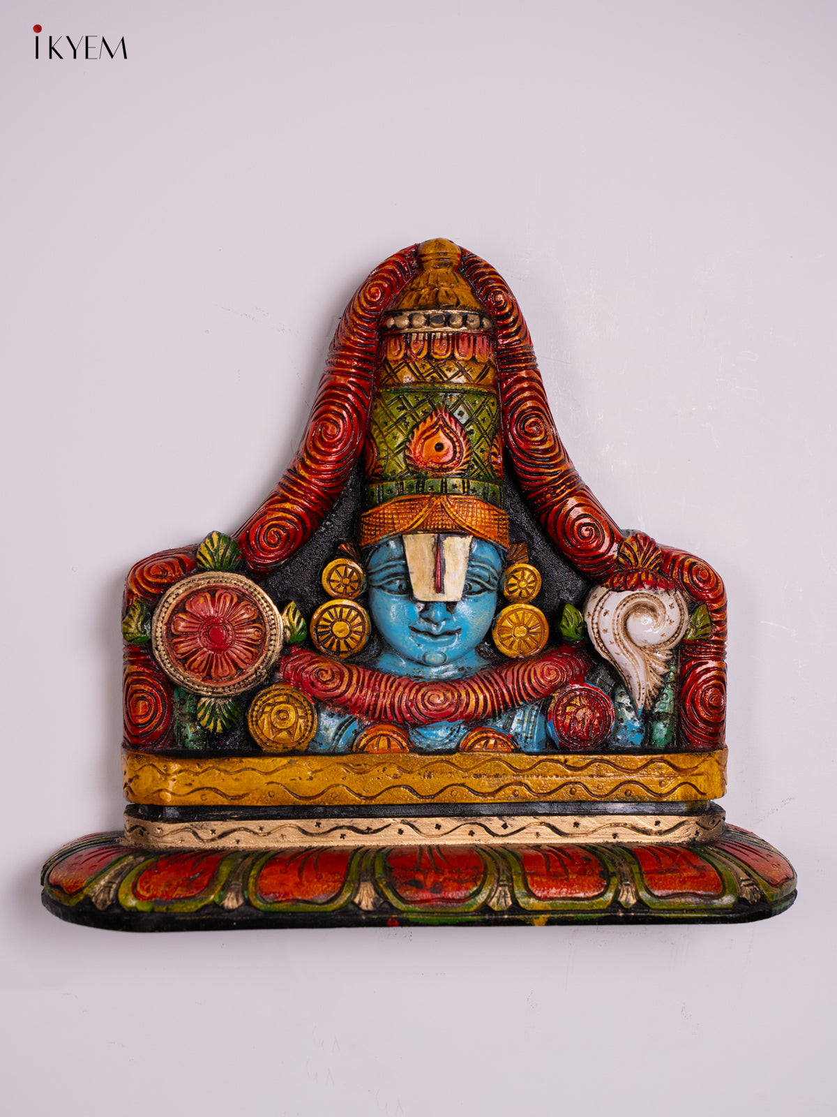 Elegant Hand-Painted Tirupathi Balaji & Padmavathi Thaayar Wooden Wall Panel 2