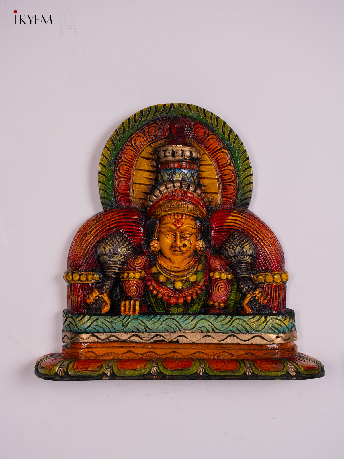 Elegant Hand-Painted Tirupathi Balaji & Padmavathi Thaayar Wooden Wall Panel 3