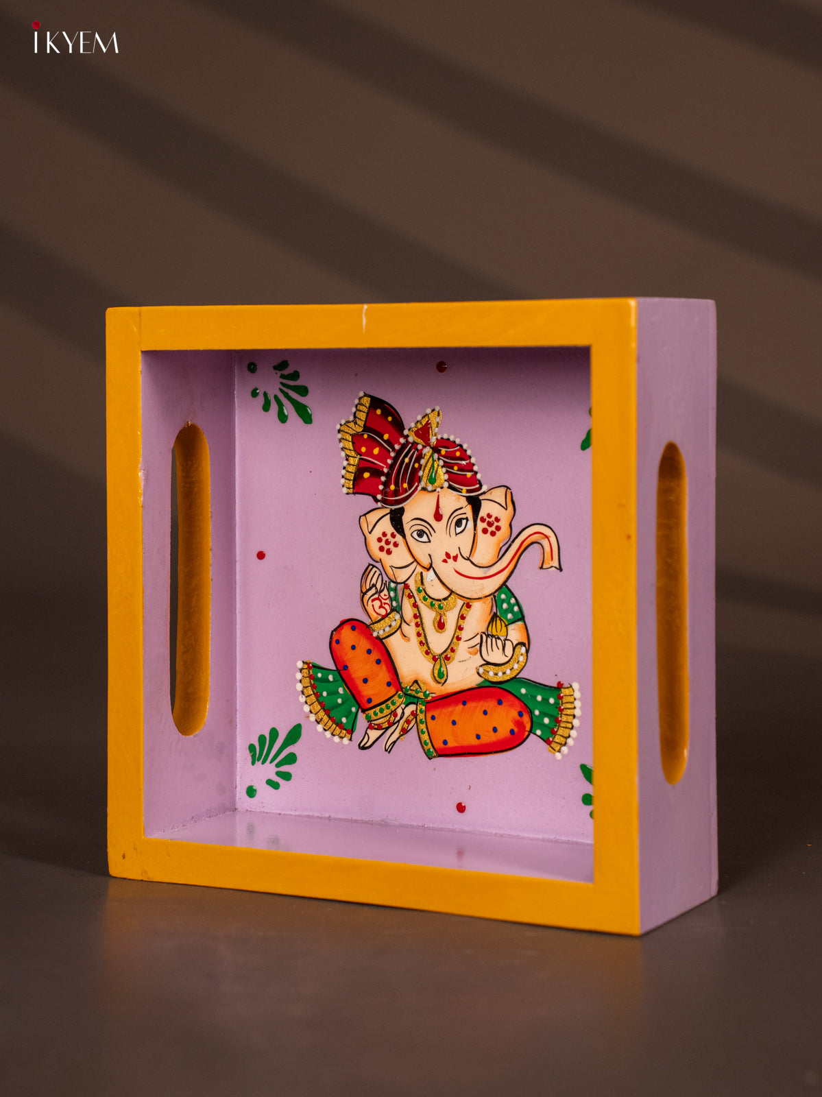 Elegant Hand Painted Lord Ganapathy Square Wooden Tray 2