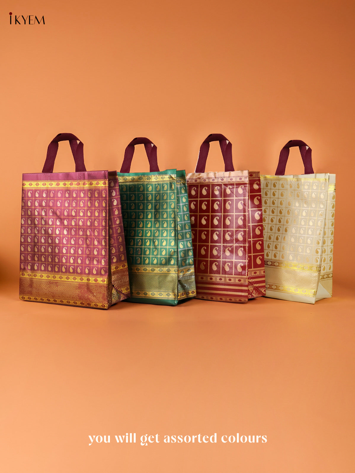 Embossed Meenakari Box Festive Gift Set In A Zari Printed Tote Bag