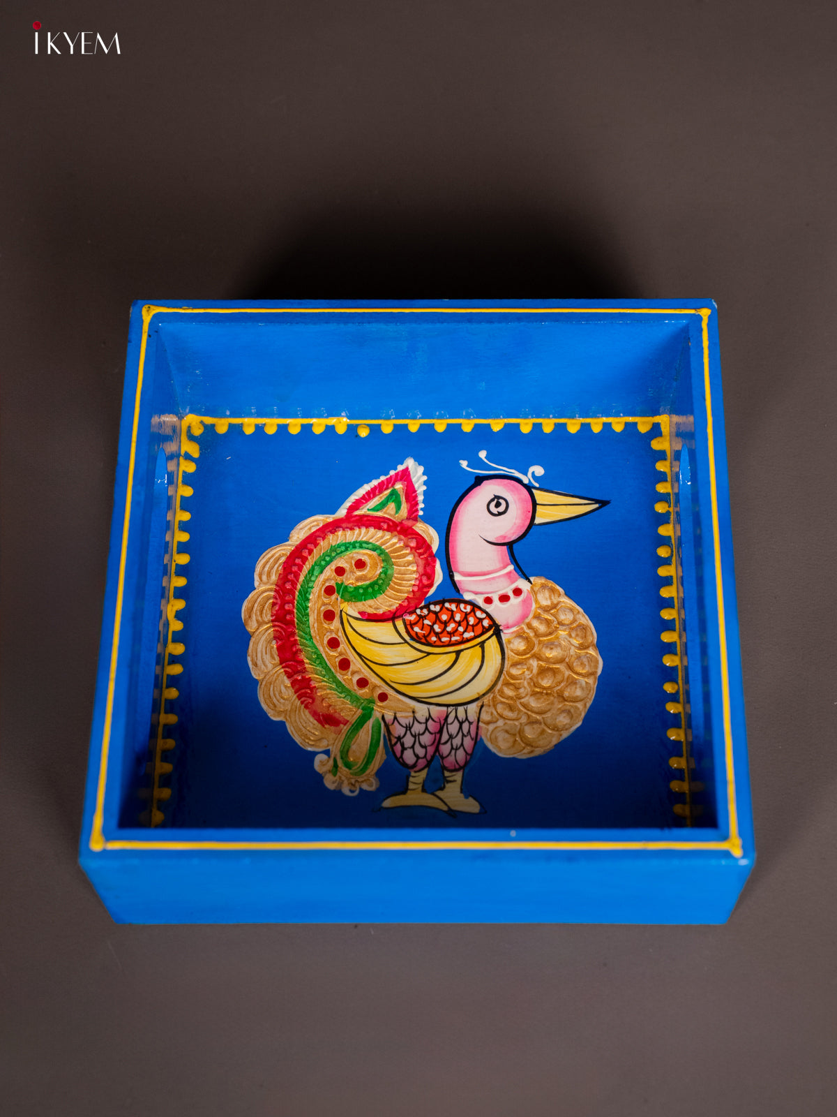 Exotic Wooden Hand painted Blue Tray With Annapakshi