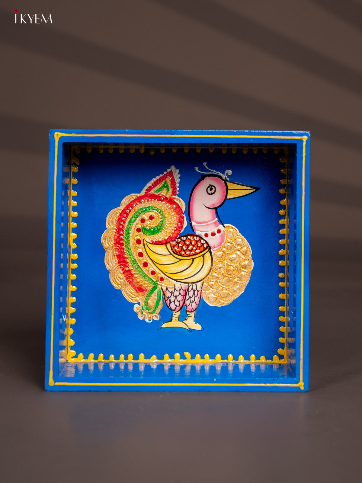 Exotic Wooden Hand painted Blue Tray With Annapakshi 1