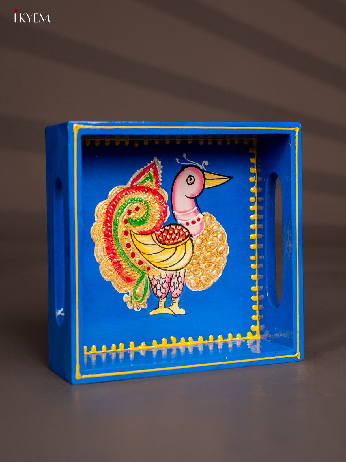 Exotic Wooden Hand painted Blue Tray With Annapakshi 3