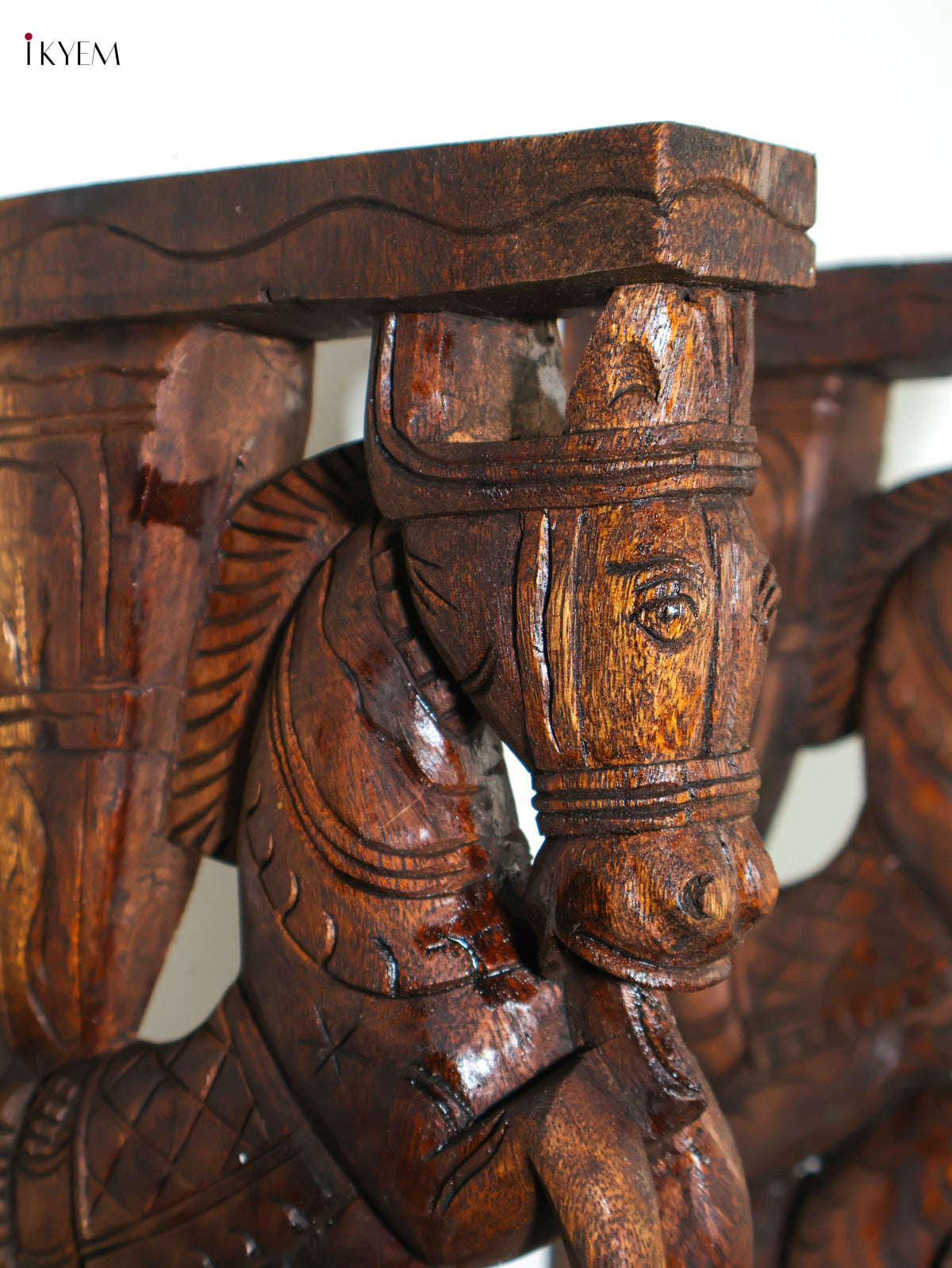 Exquisite Hand Carved Horse & Parrot Wooden Wall Bracket Set 1