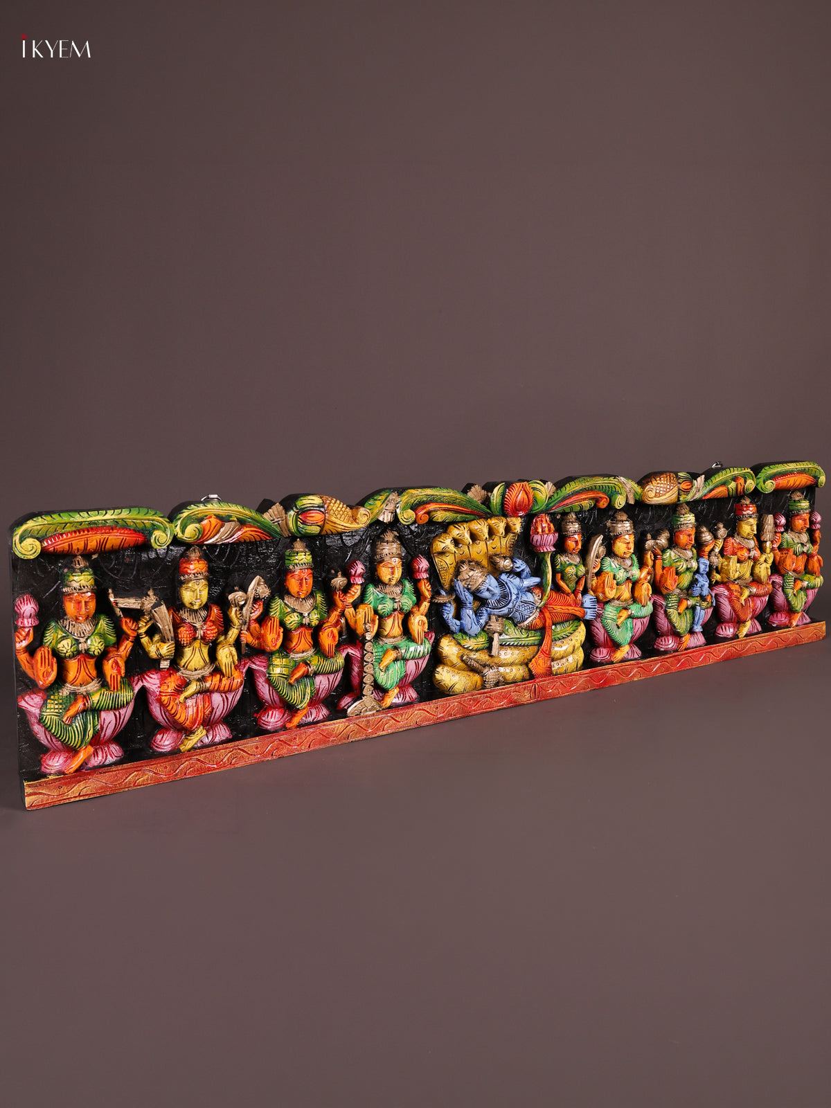 Exquisite Hand Painted Vishnu & Astalakshmi Wooden Panel 1