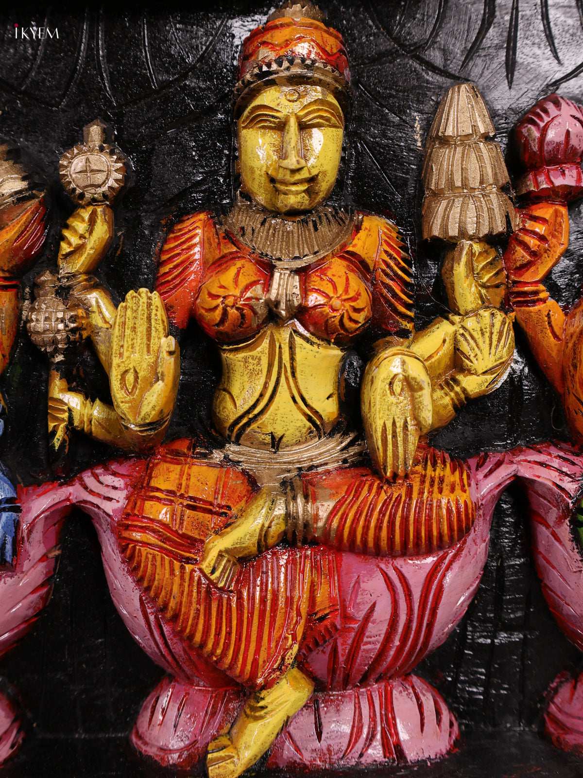 Exquisite Hand Painted Vishnu & Astalakshmi Wooden Panel 3