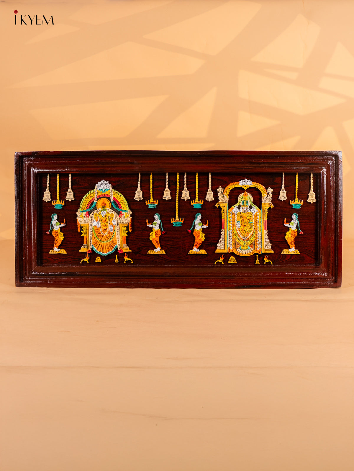 Exquisite Lord Balaji & Maa Padmavathi Rosewood Inlay 3D Panel