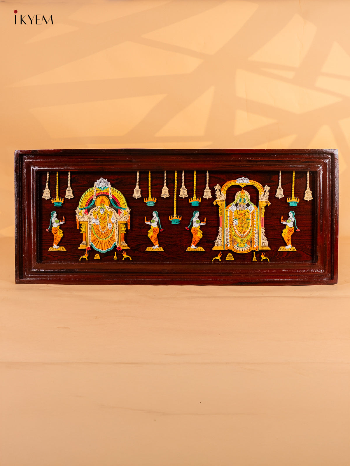 Exquisite Lord Balaji & Maa Padmavathi Rosewood Inlay 3D Panel