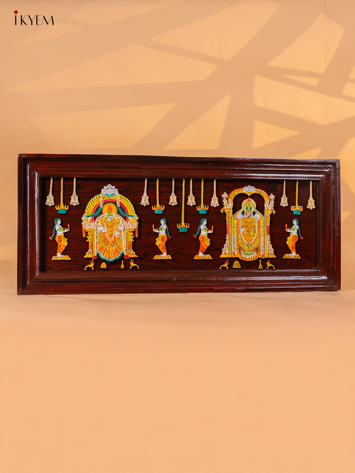 Exquisite Lord Balaji & Maa Padmavathi Rosewood Inlay 3D Panel 1