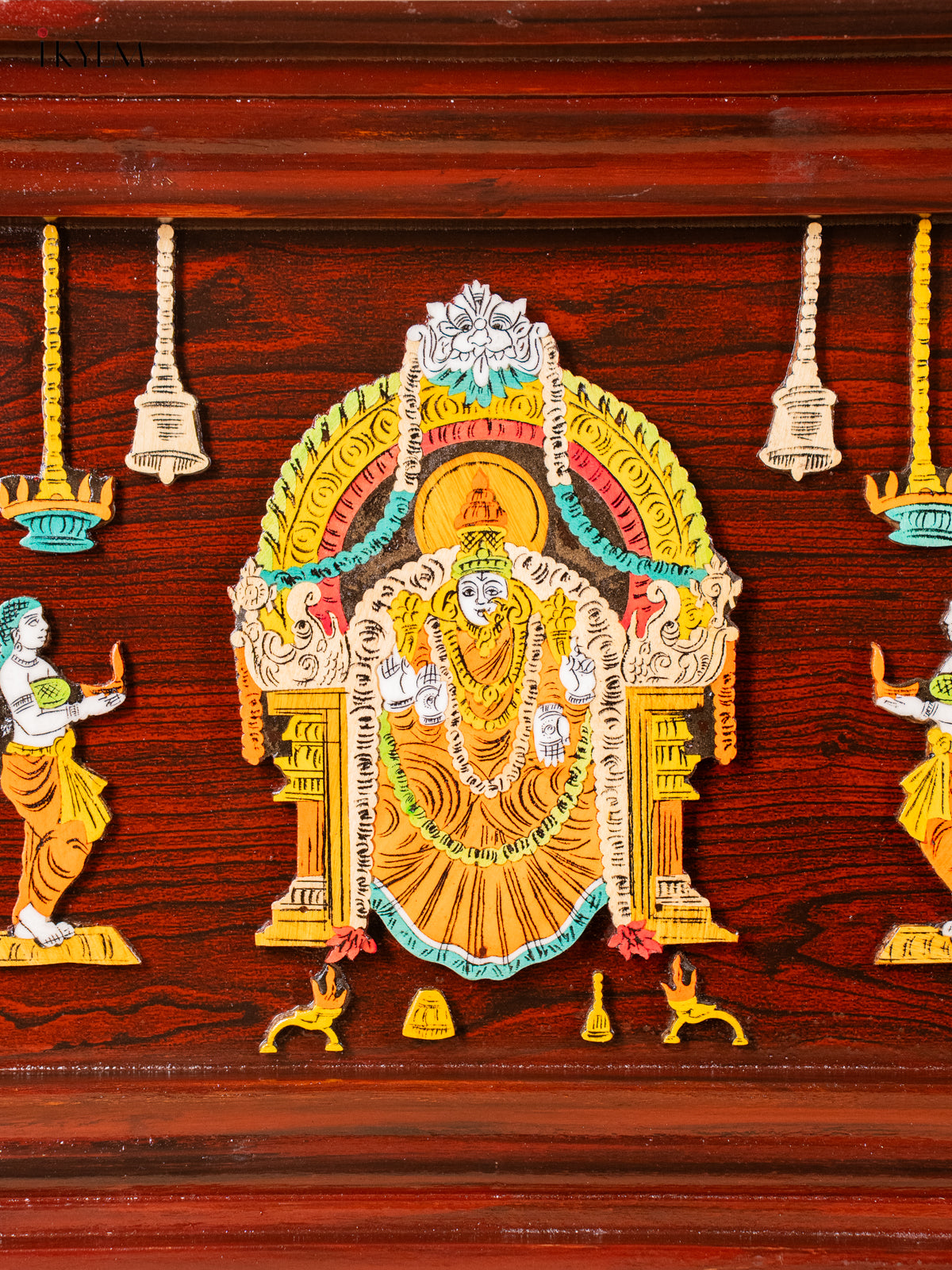 Exquisite Lord Balaji & Maa Padmavathi Rosewood Inlay 3D Panel 3