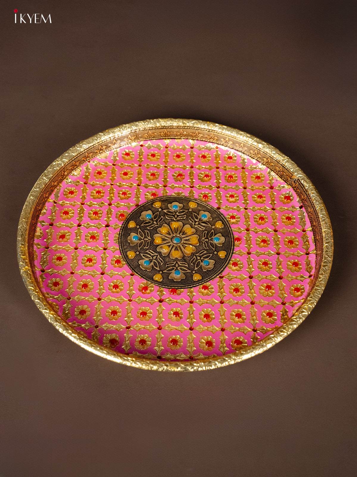 Exquisite Pink Meenakari Pooja Thali Set 1