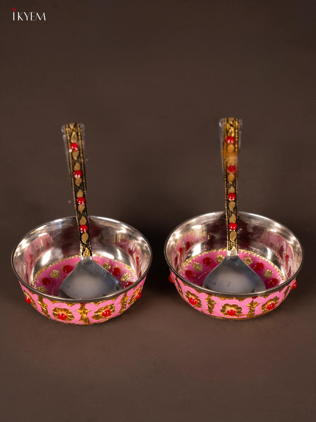 Exquisite Pink Meenakari Pooja Thali Set 4