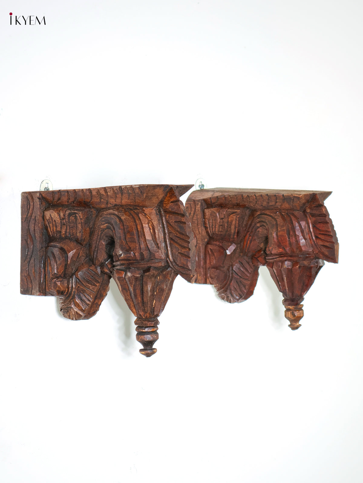 Exquisite Wooden Hand Carved Yaali Wall Bracket Set