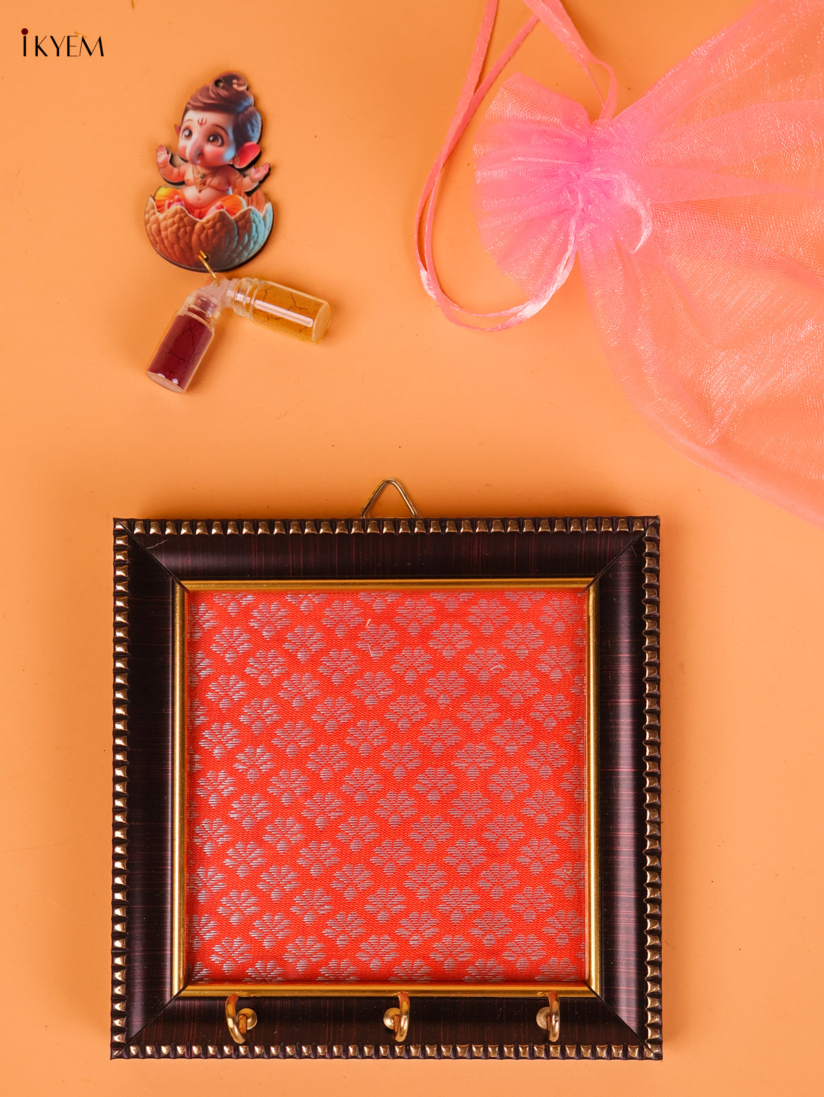 Gorgeous Framed Key Holder Pink Organza Gift Pouch Combo 1
