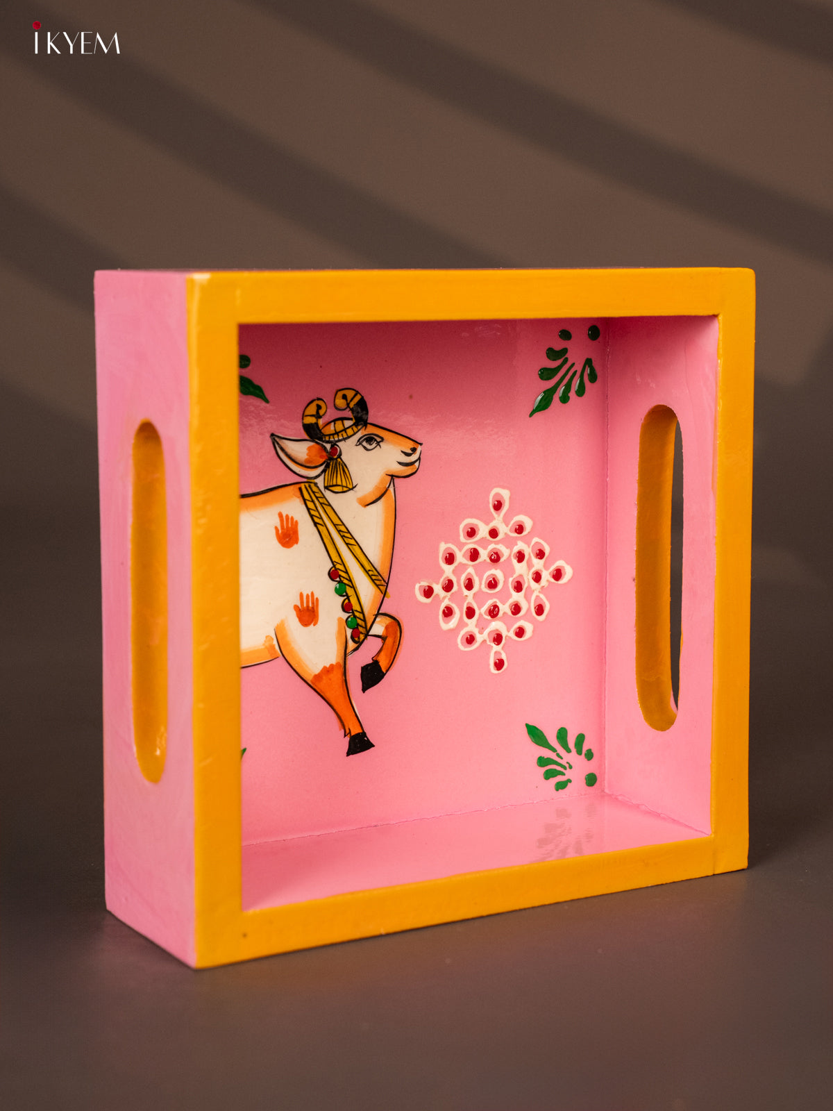 Graceful Pichwai Cow Hand painted Wooden Tray