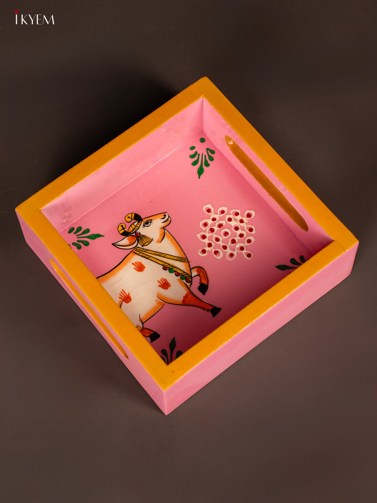 Graceful Pichwai Cow Hand painted Wooden Tray 3