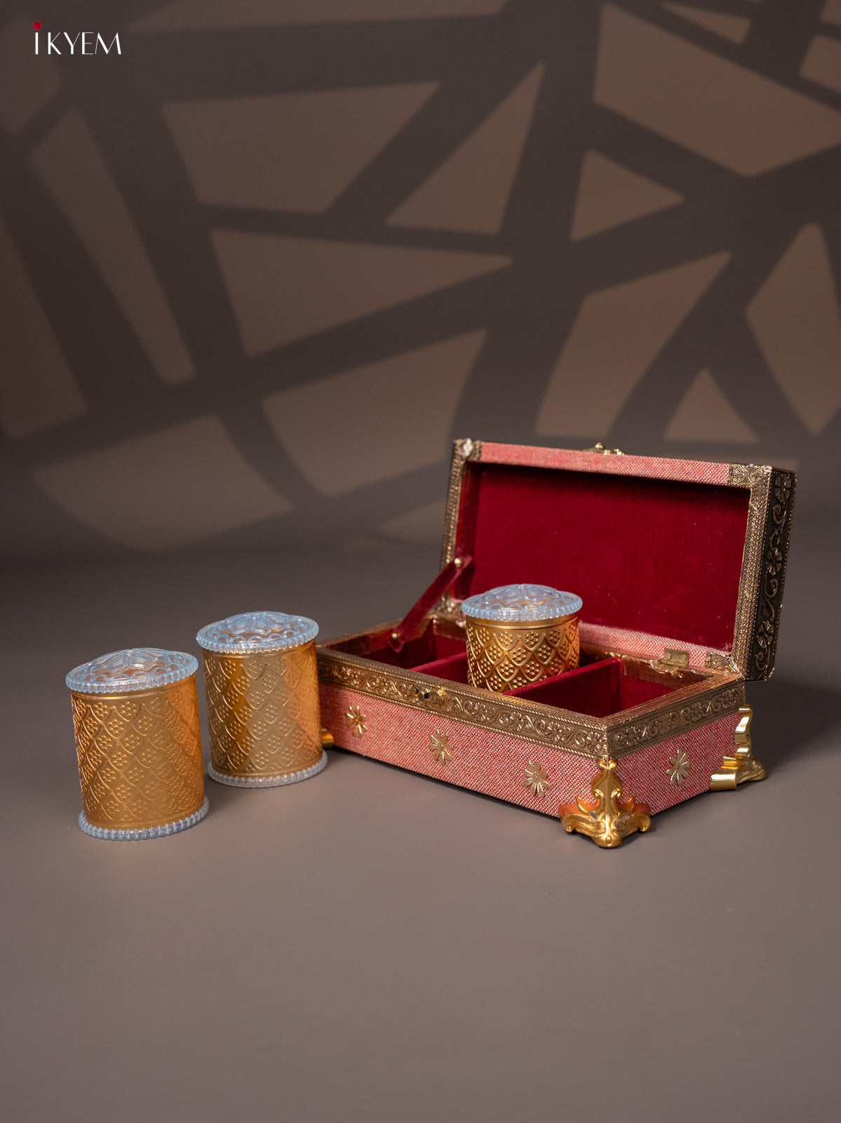 Grand Pink Floral Dry Fruit Gift Box with 3 Elegant Storage Jars 3