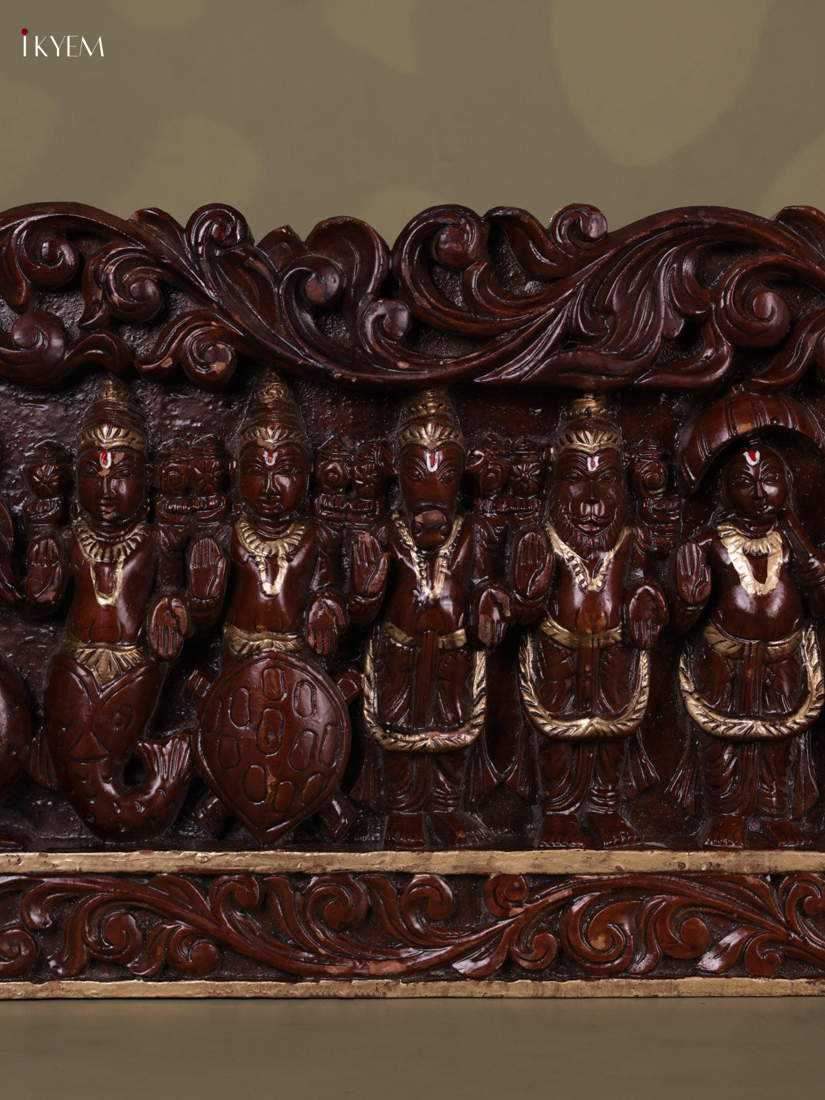 Handcrafted Divine Dasavatharam Wooden Panel 4