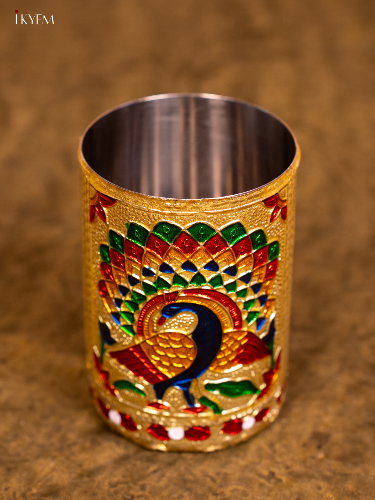 Meenakari Glass 4 Inch- Gold - KA08114