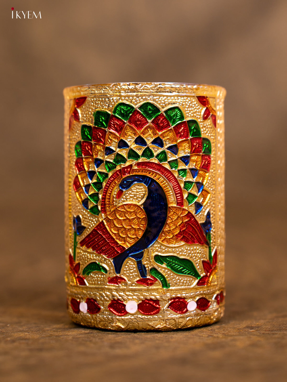 Meenakari Glass 4 Inch- Gold - KA08114