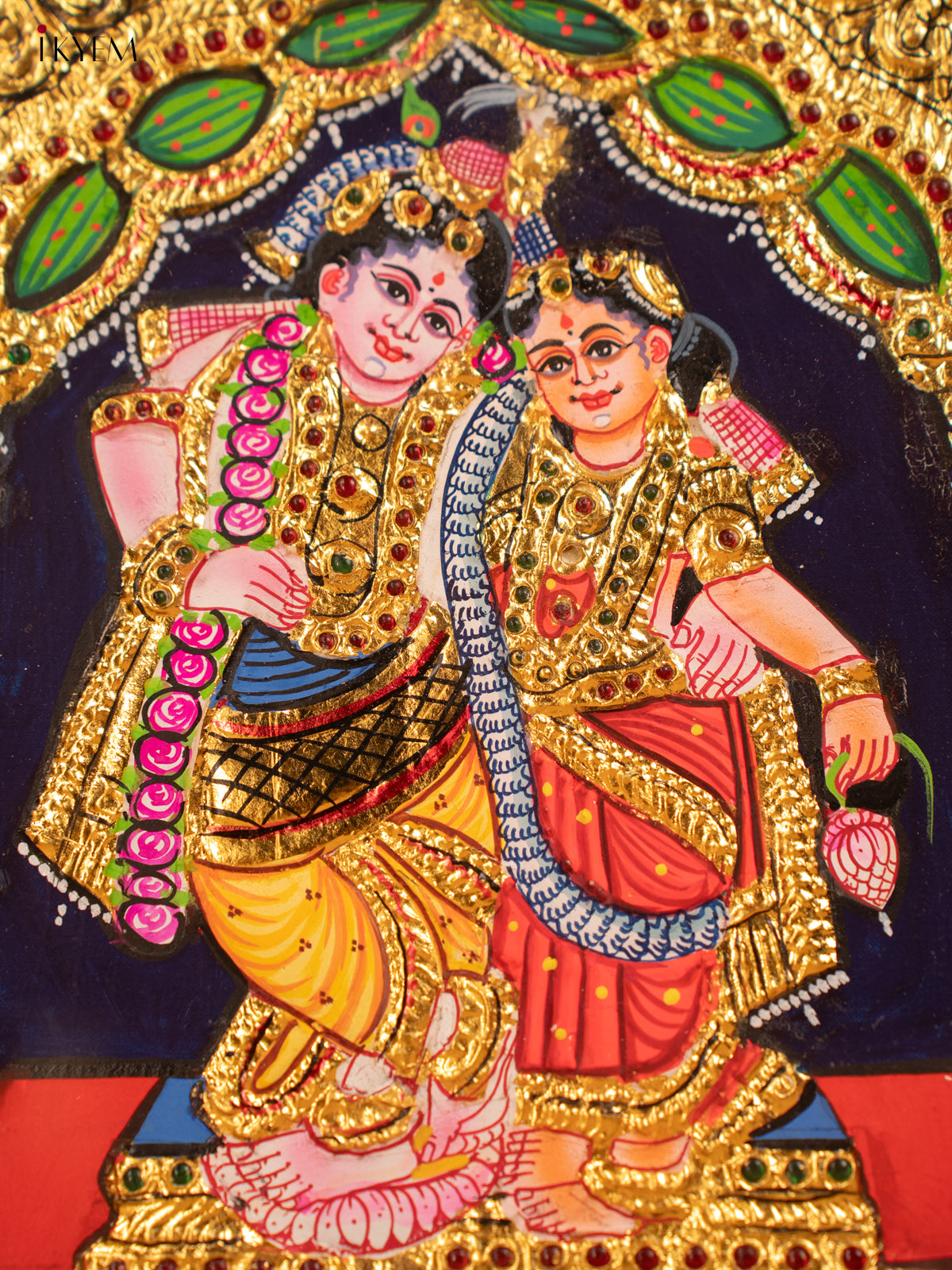 Rukumini Krishna - Tanjore Painting (13x11) - KB01146