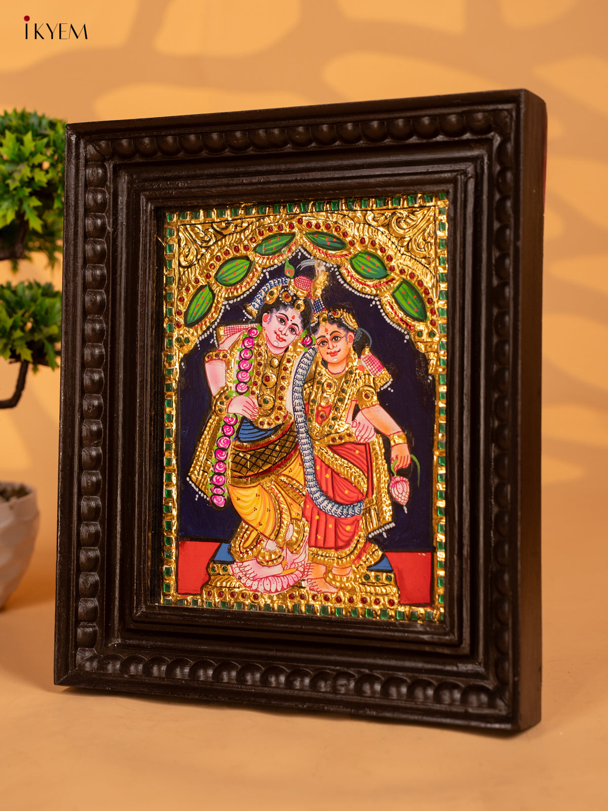 Rukumini Krishna - Tanjore Painting (13x11) - KB01146