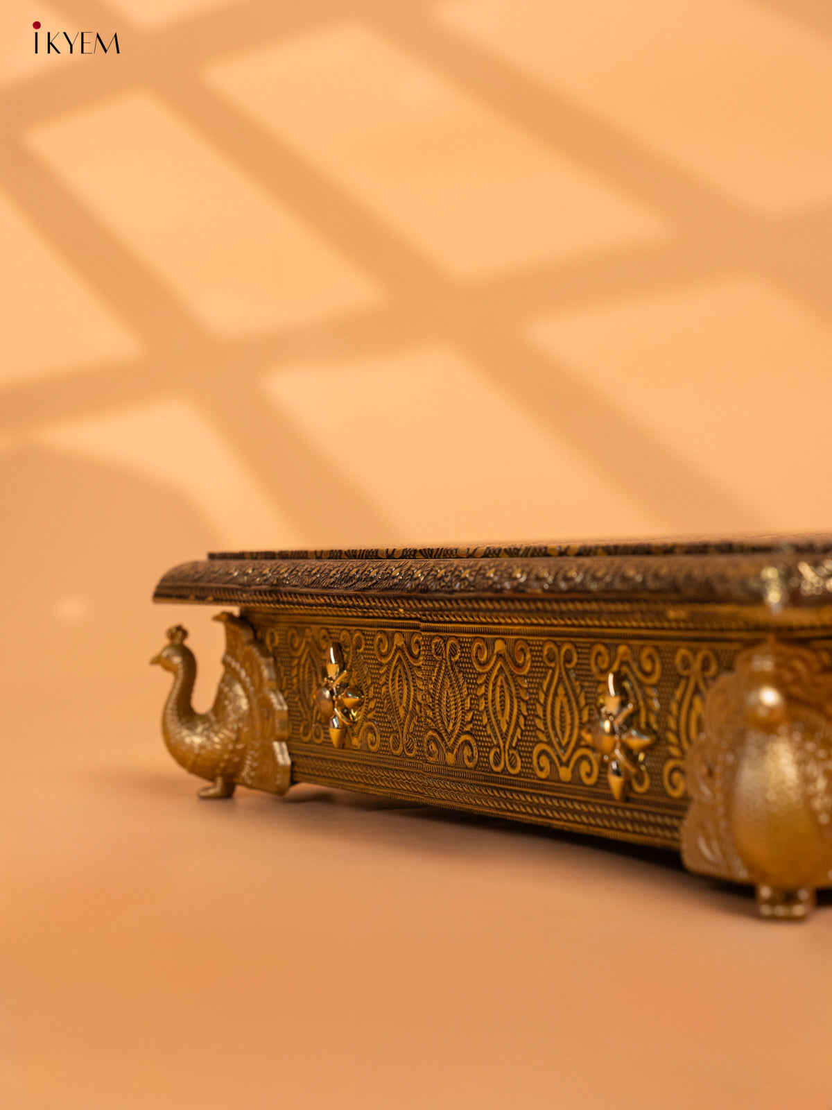 Gold Oxidized Bajot with Peacock Embossed Legs -10x10 - KC17111
