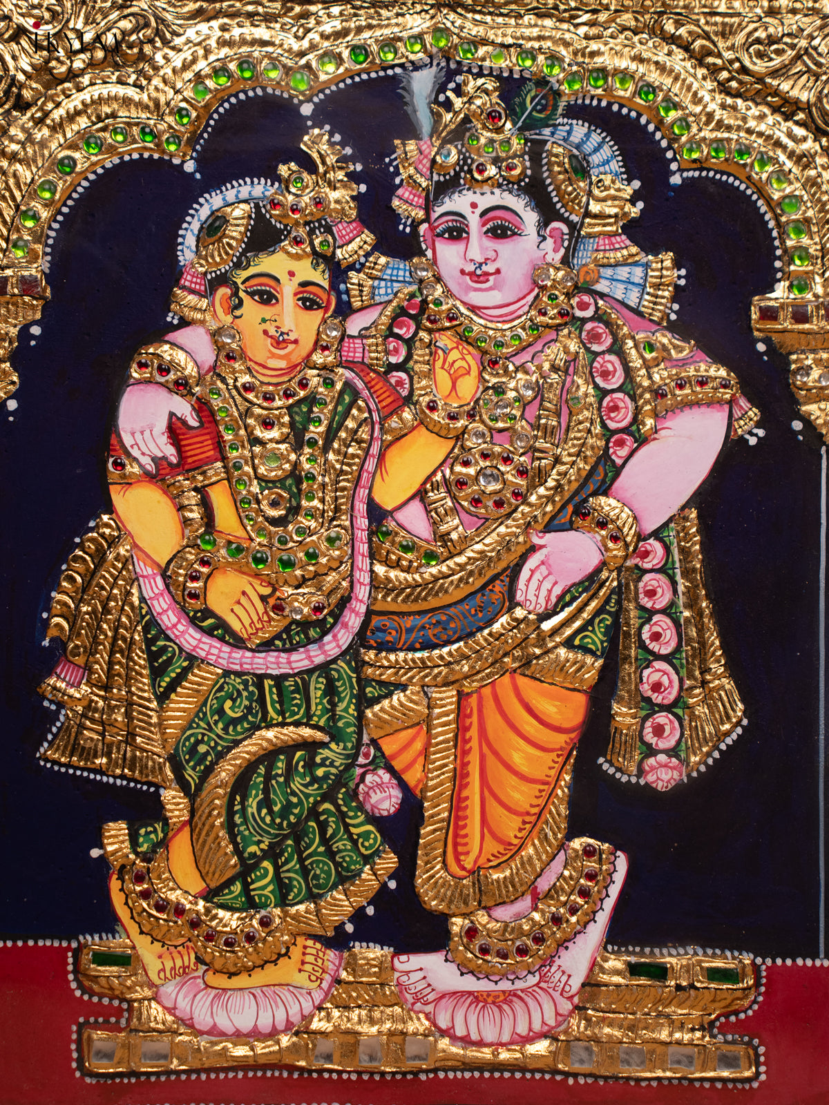 Radha Krishna - Tanjore painting (15x13) - KD17136