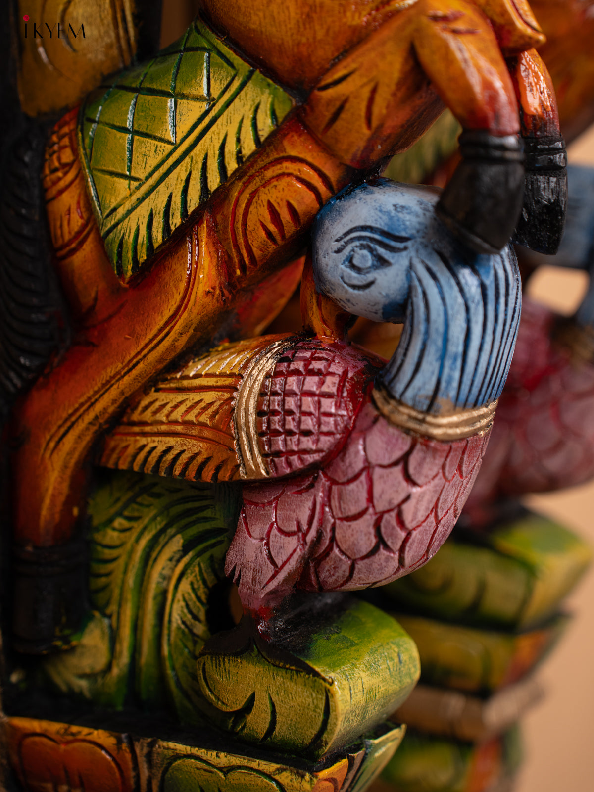 Wooden Hand Carved Painted Wall Bracket - Set of 2 -Horse & Parrot - KD18130