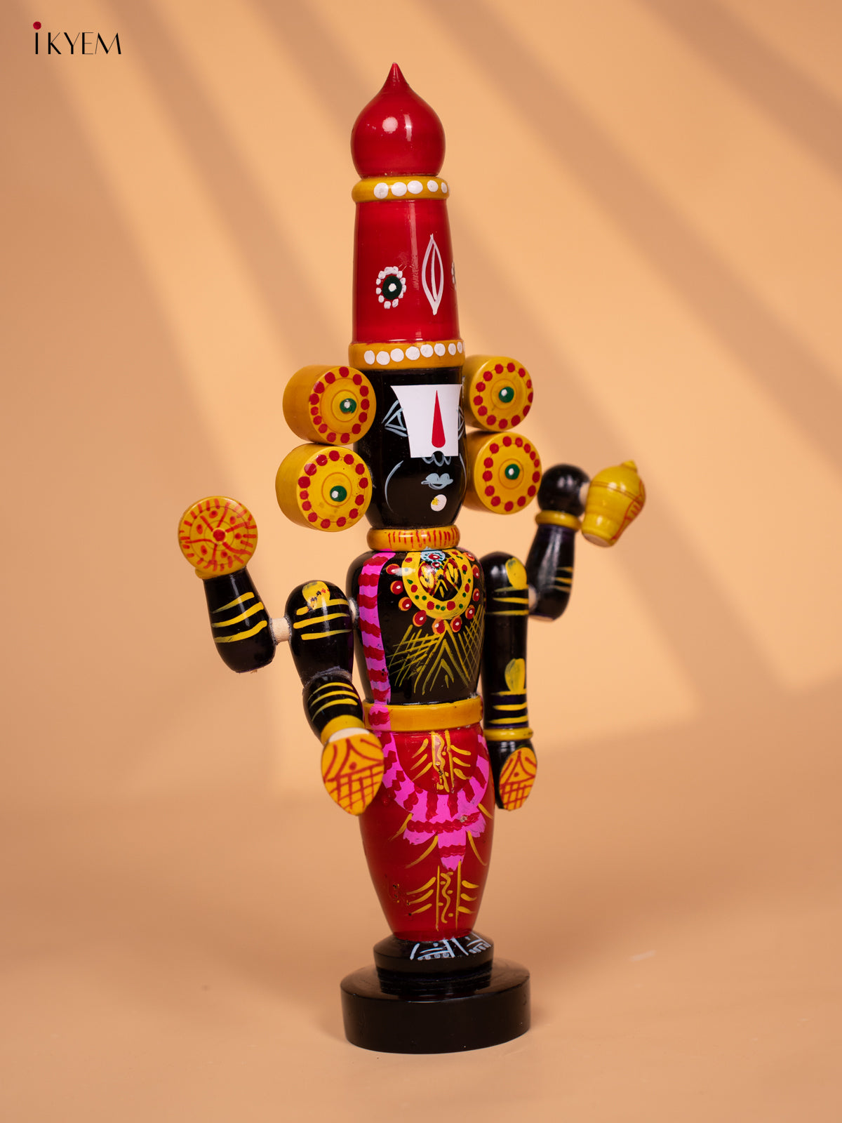 Wooden HandPainted Lord Venkateshwara idol 16 inch - KD24112