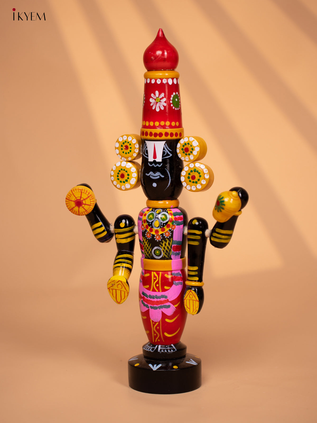 Wooden Hand Painted Lord Venkateshwara idol 16 inch - KD24115