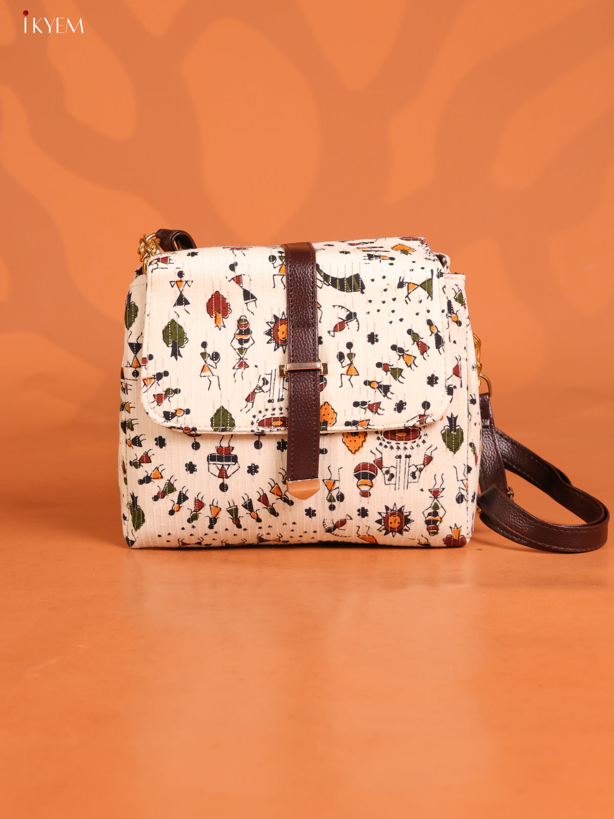Printed Leather Sling Bag Liddy Napanangka Walker ALWA624 - Better World Arts main image 1