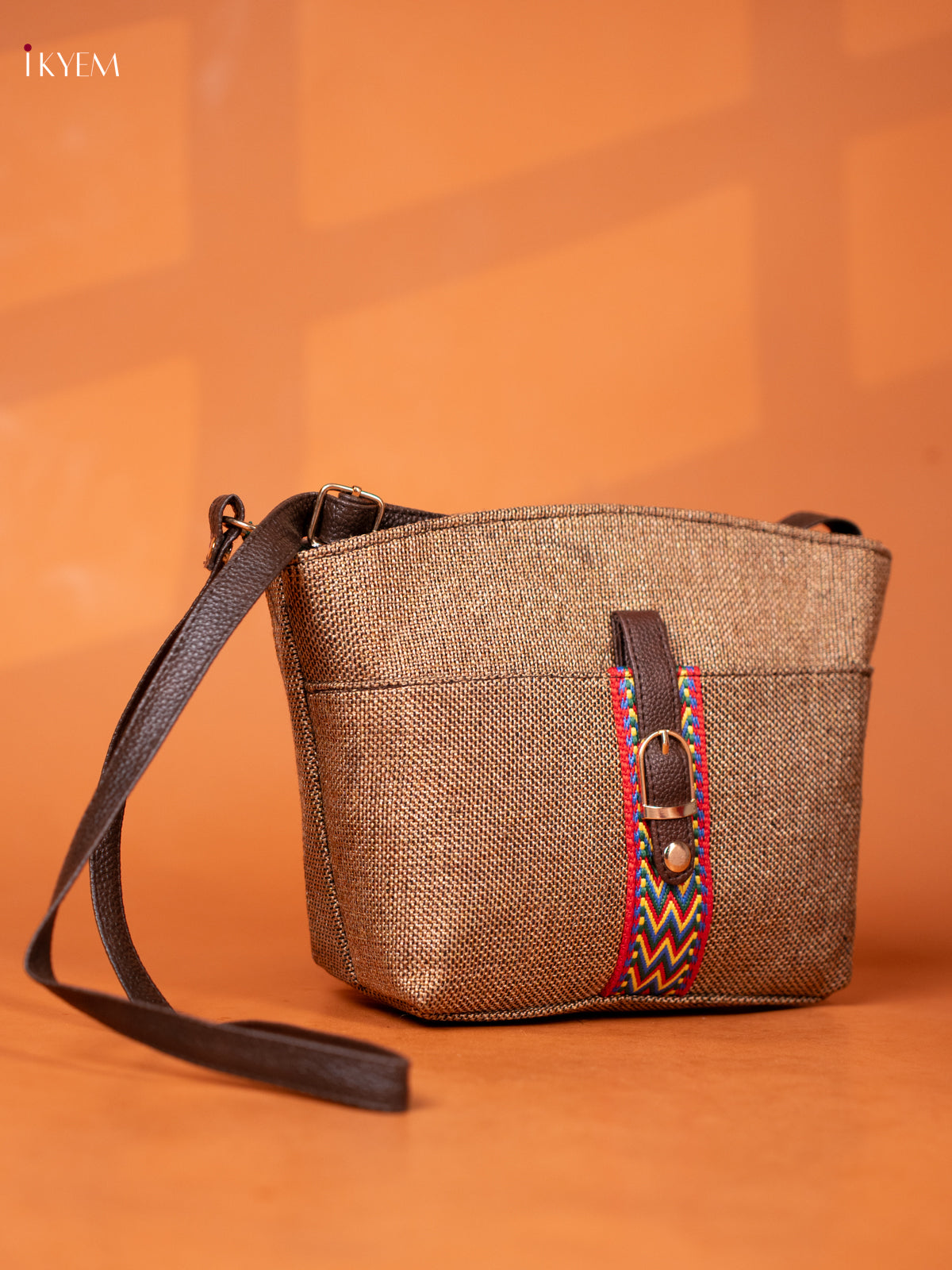 Semi Jute Leather Sling Bag - Sandal - KD26958