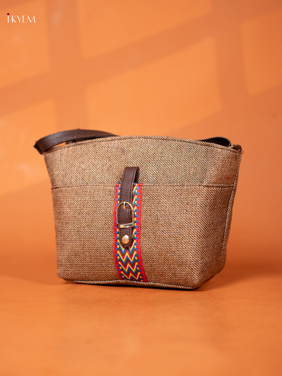 Semi Jute Leather Sling Bag - Sandal - KD26958