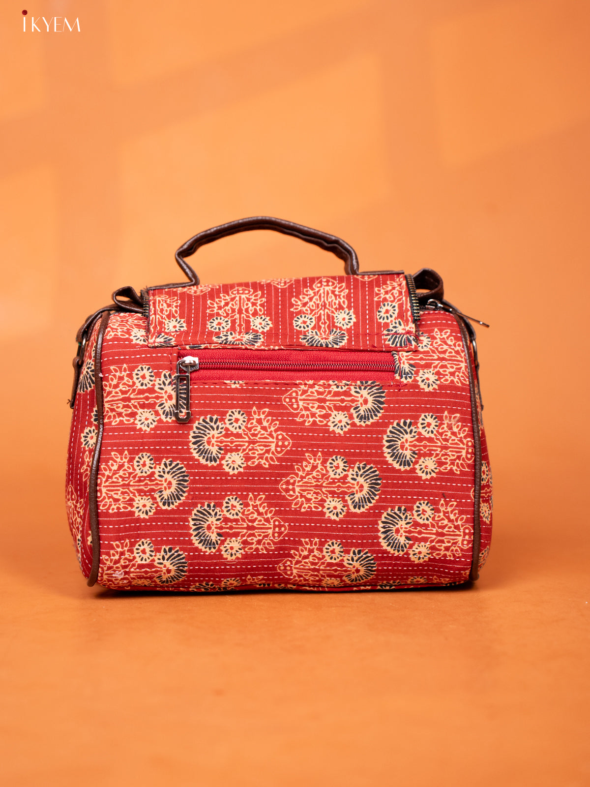 Printed Leather Sling Bag- Maroon - KD26992