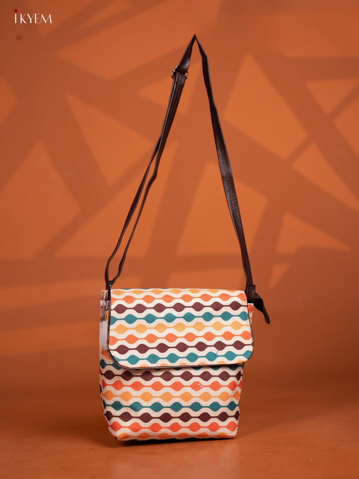 Semi Jute Leather Sling Bag - Multicolour - KD26994