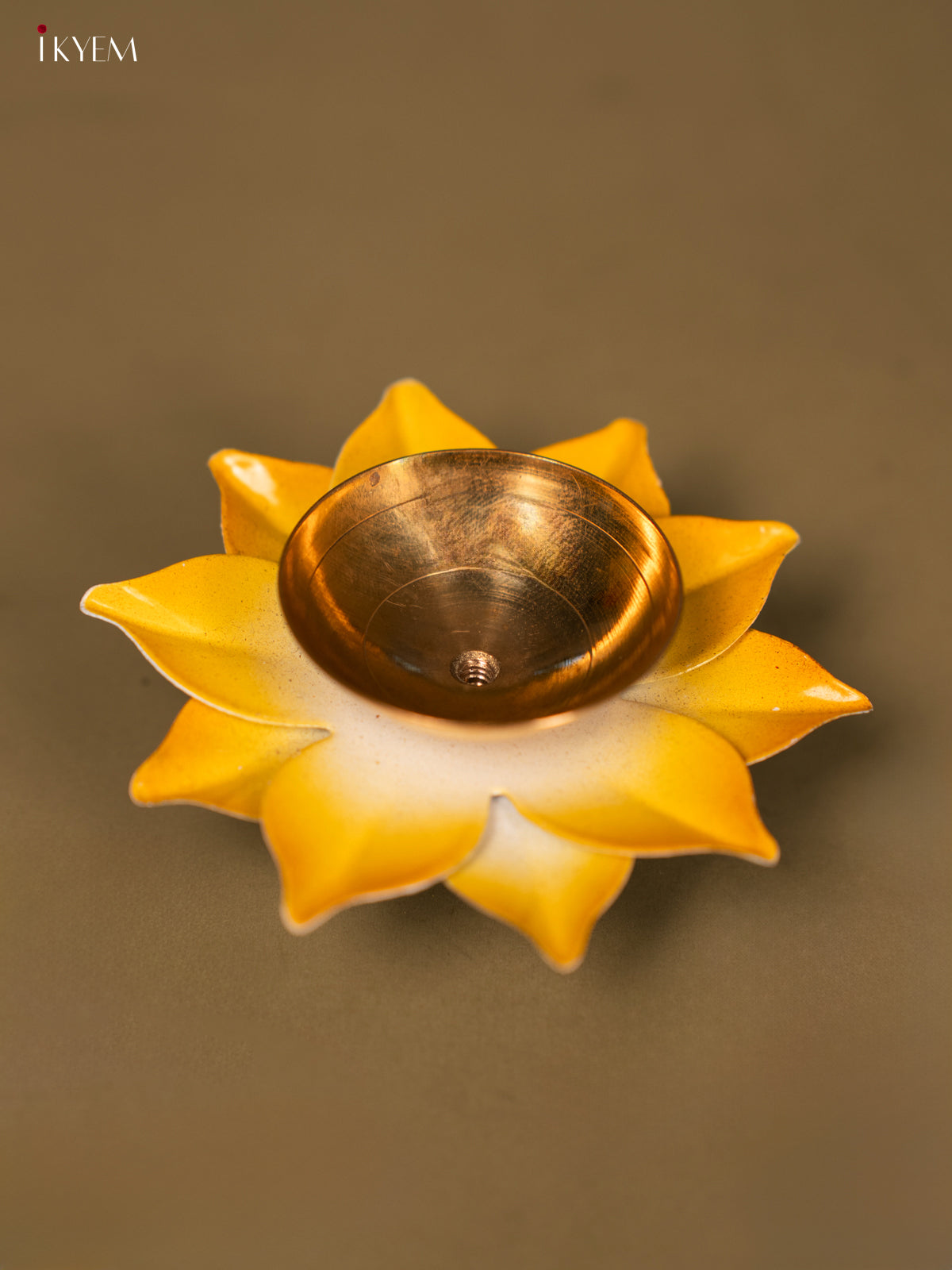 Brass Lotus Diya - Yellow -1