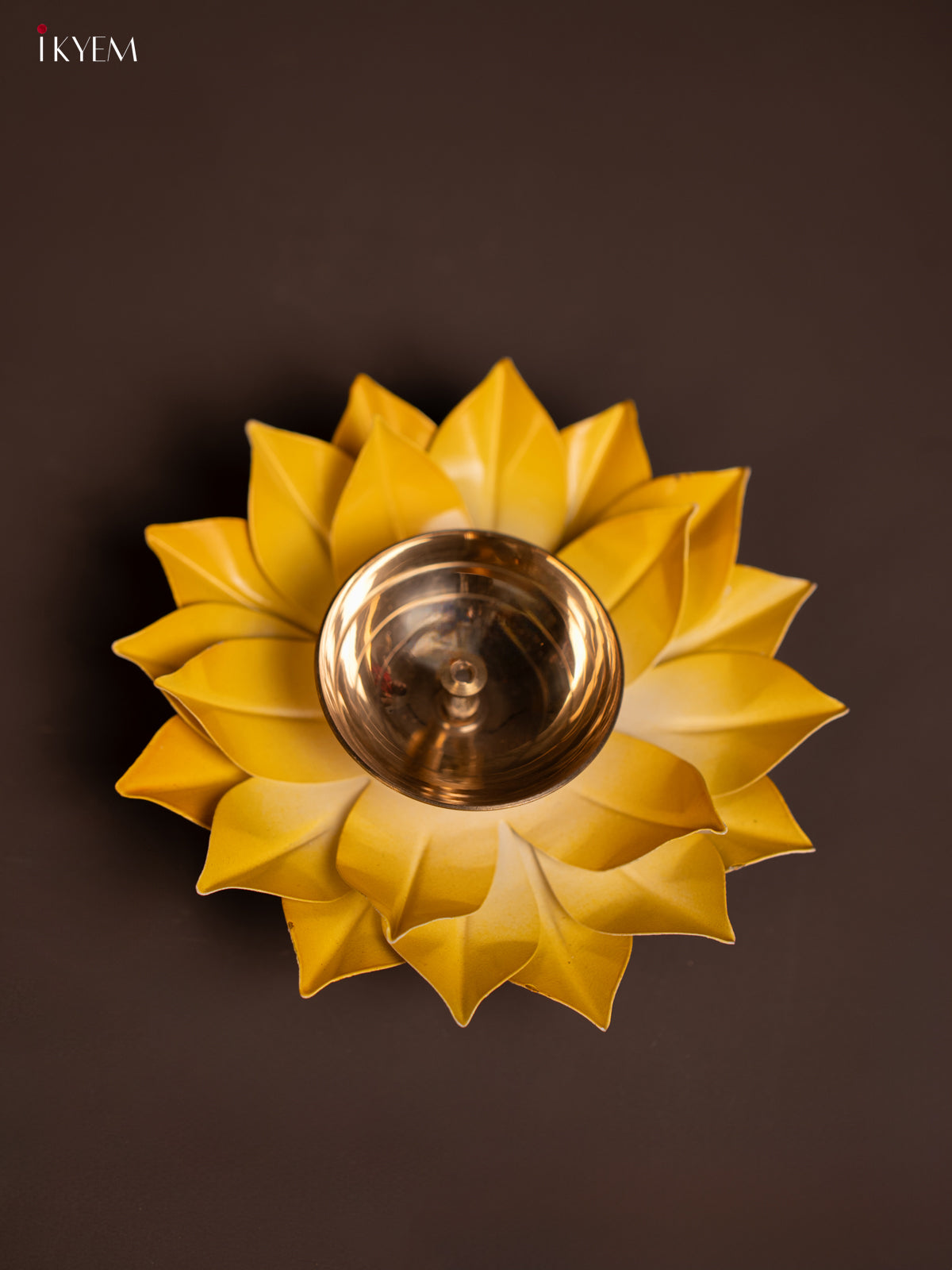 Yellow Brass Lotus Diya