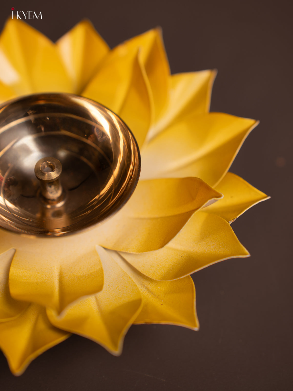 Yellow Brass Lotus Diya -1
