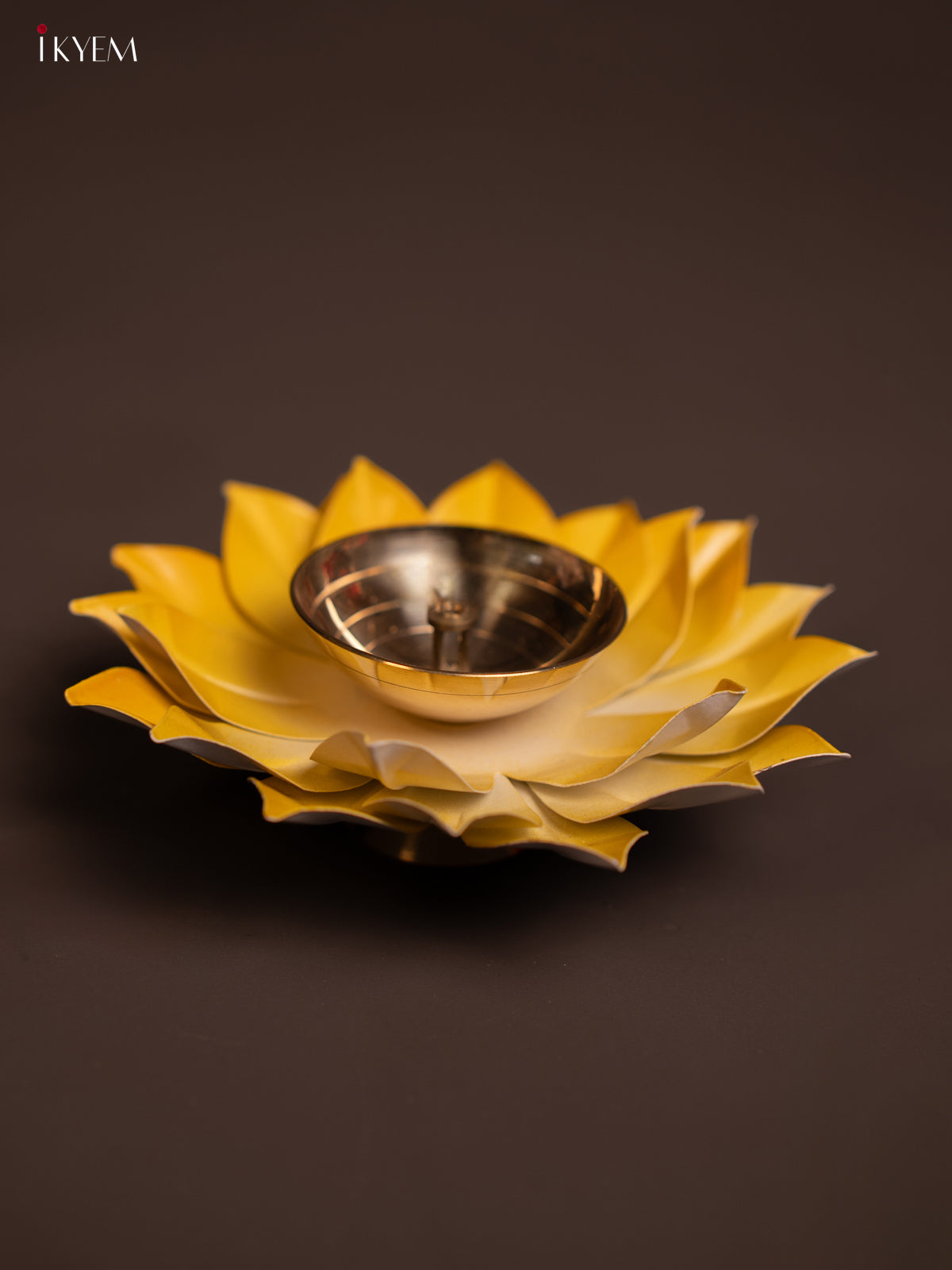 Yellow Brass Lotus Diya -2