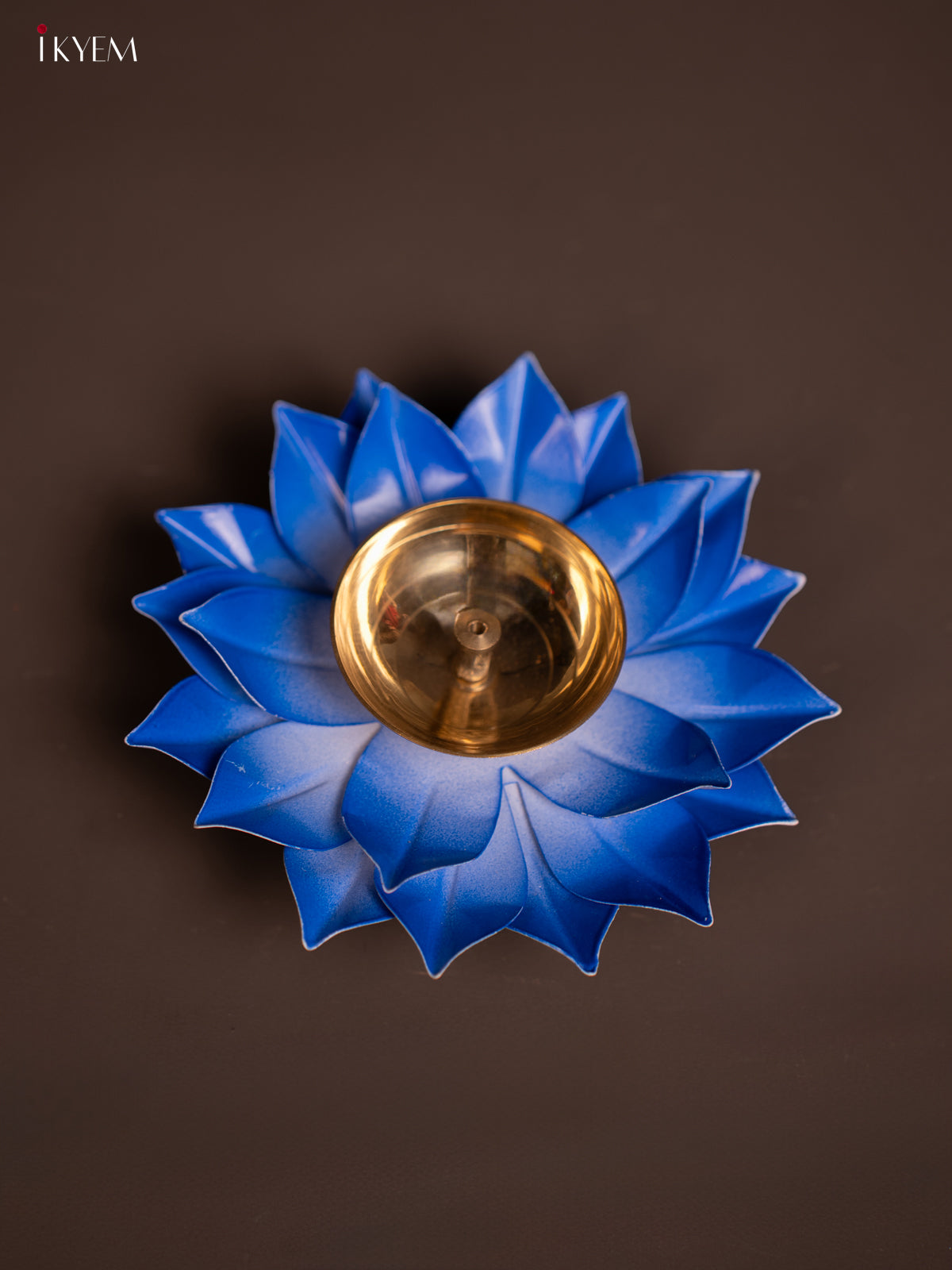 Blue Brass Lotus Diya