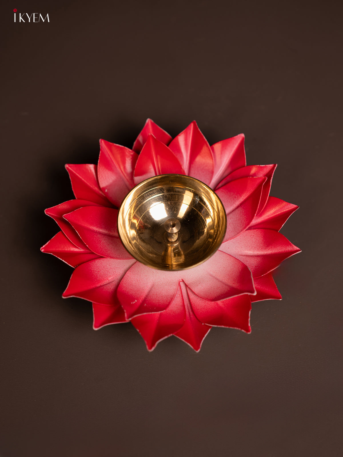 Red Brass Lotus Diya