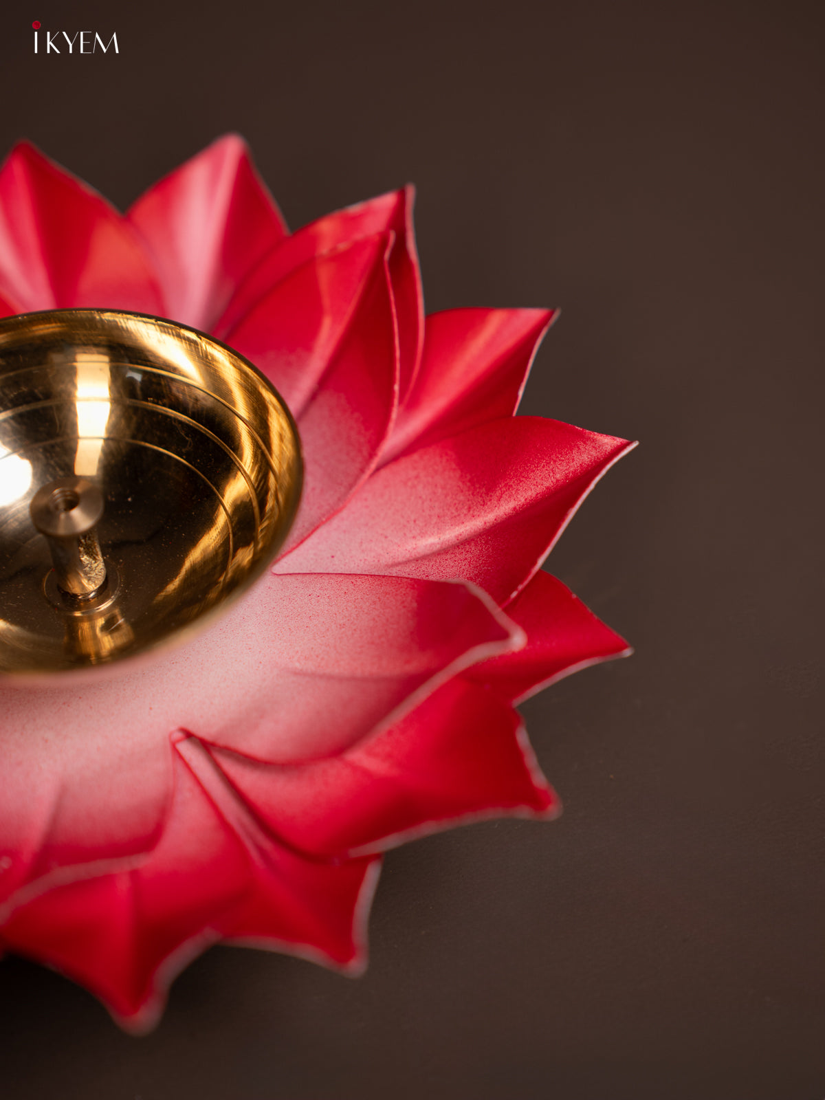 Red Brass Lotus Diya -1