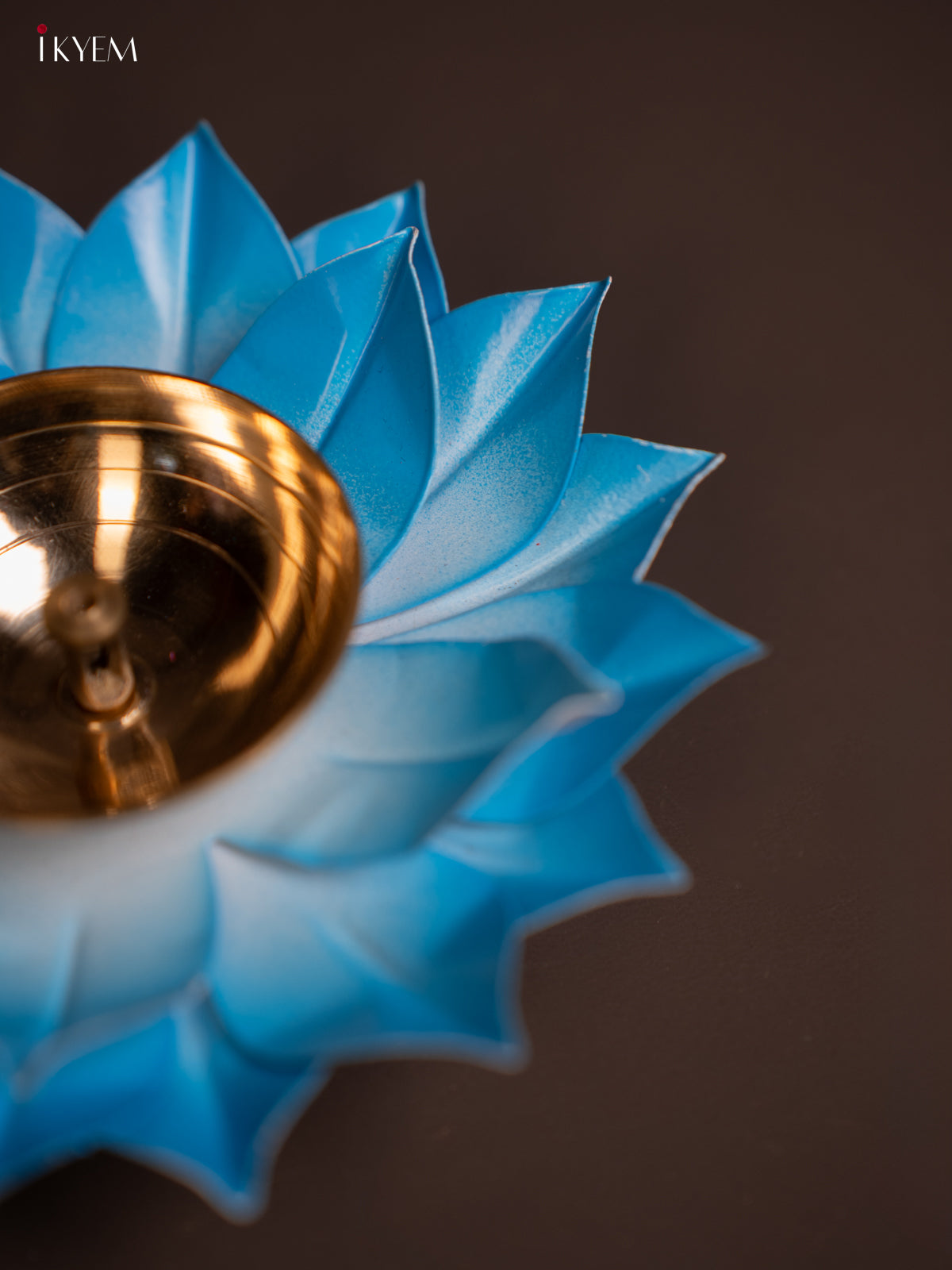Light blue Brass Lotus Diya -1