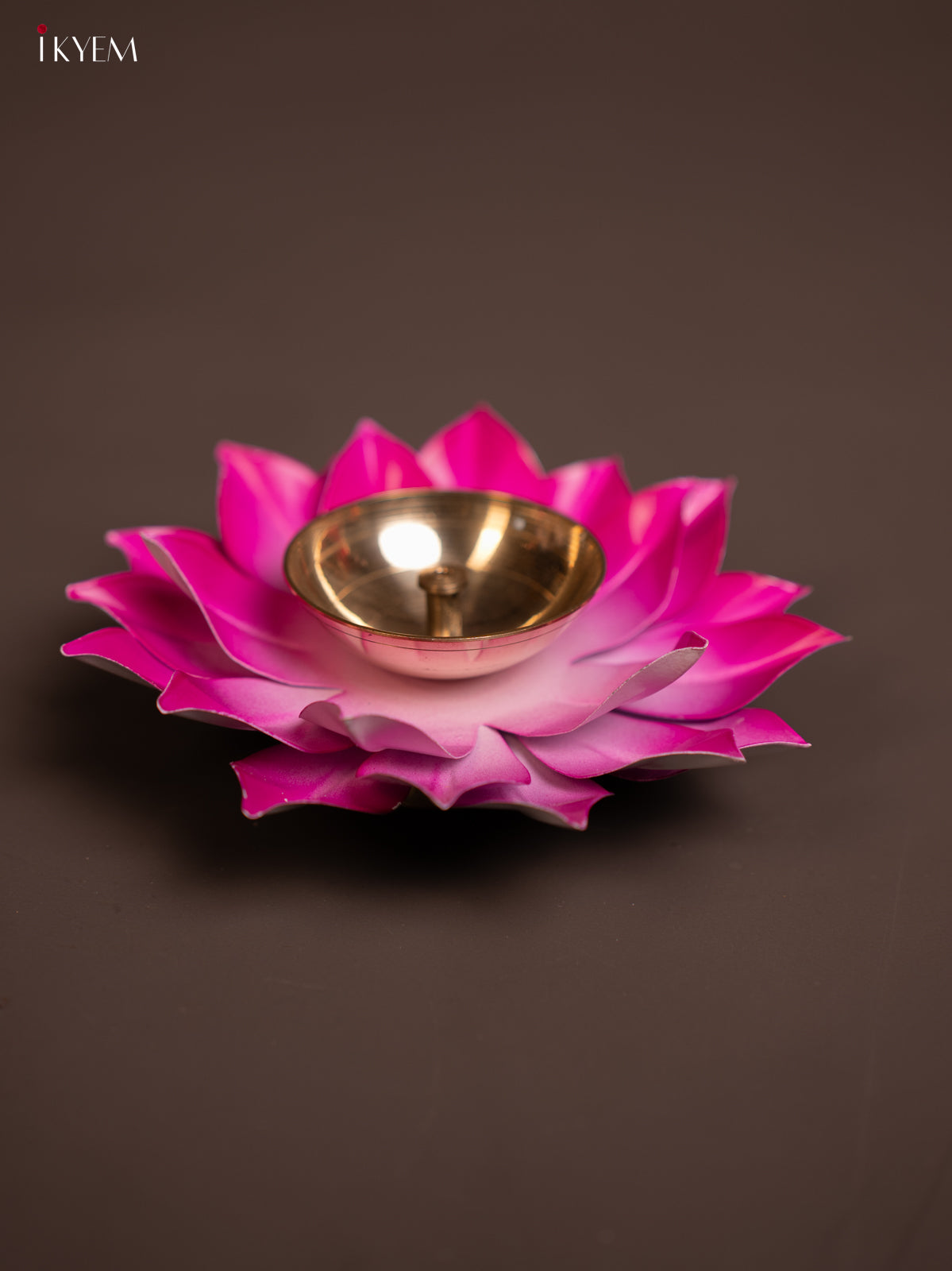 Pink Brass Lotus Diya -2