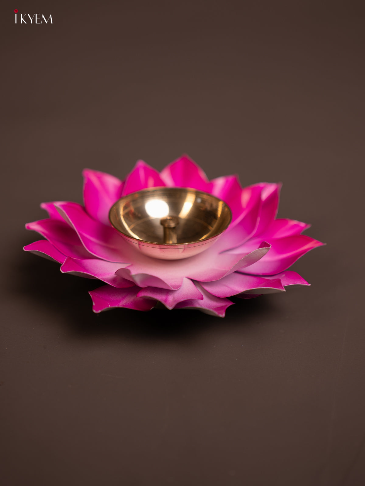 Pink Brass Lotus Diya -2