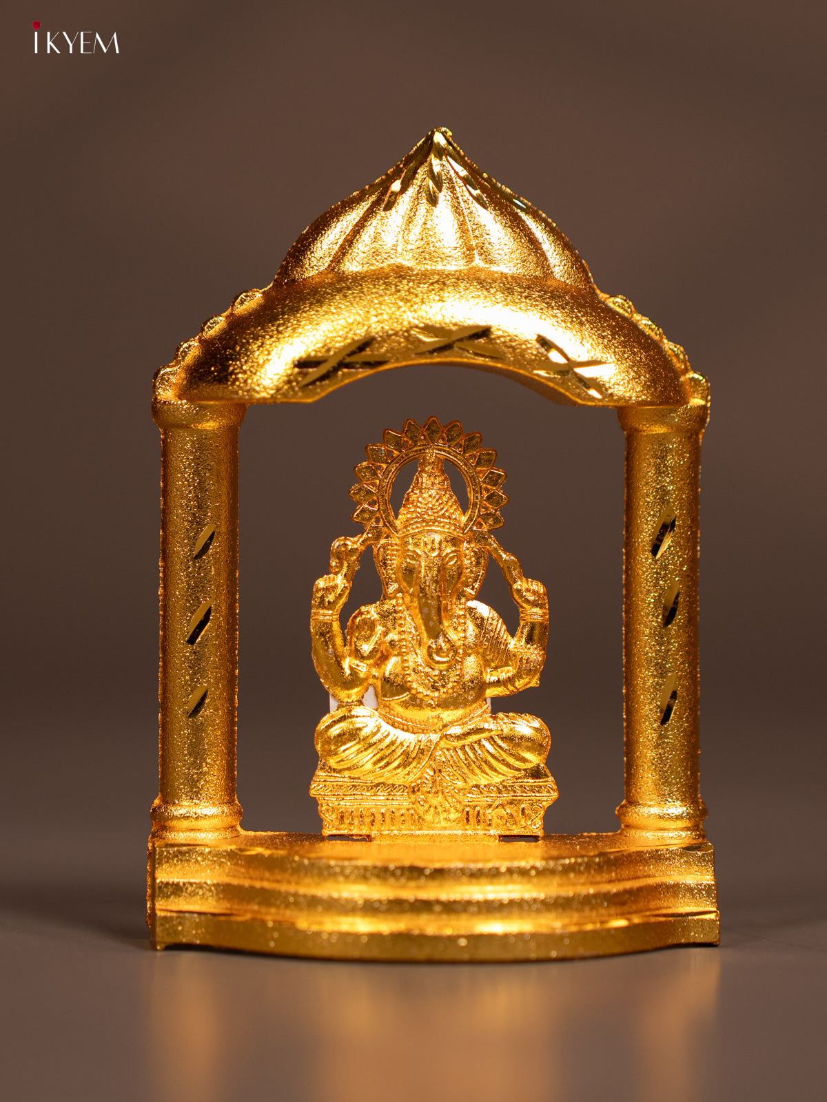 Elegant Gold Plated Lord Ganesha In Temple Frame