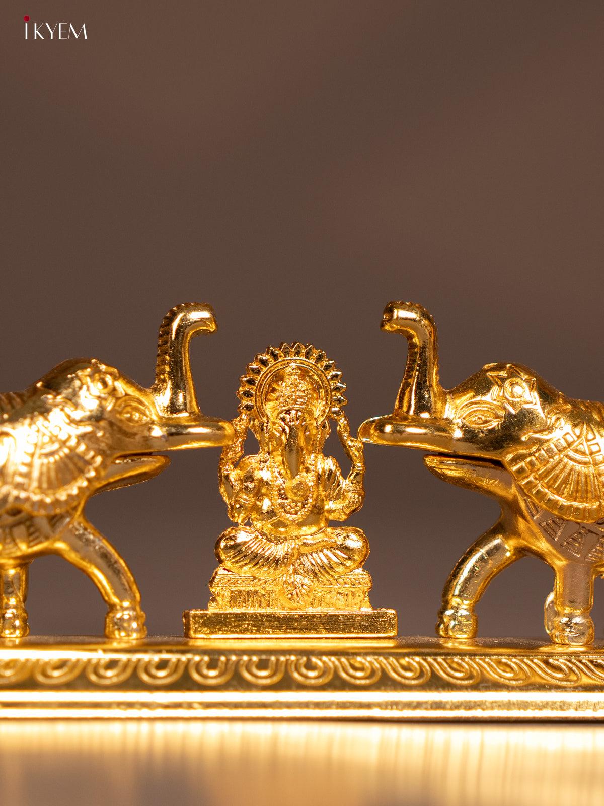 Chic Silver Plated Kumkum Holder with Lakshmi 2 Elephants -1