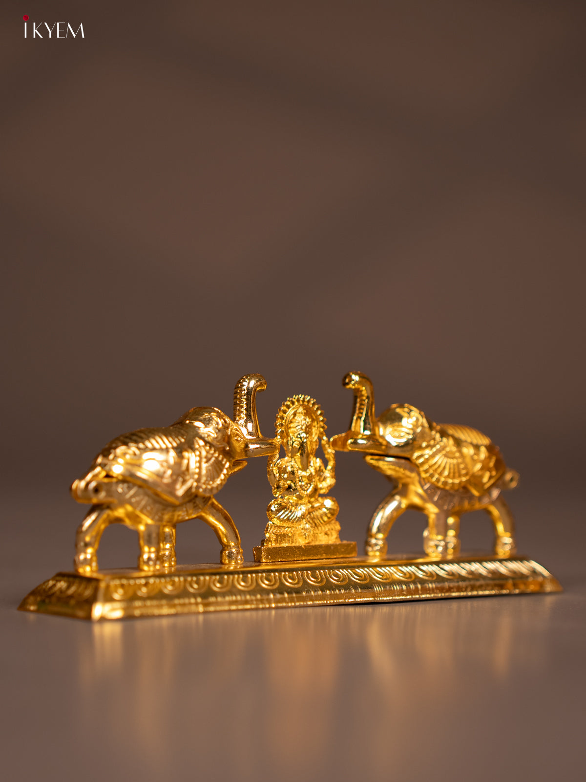 Chic Silver Plated Kumkum Holder with Lakshmi 2 Elephants -2